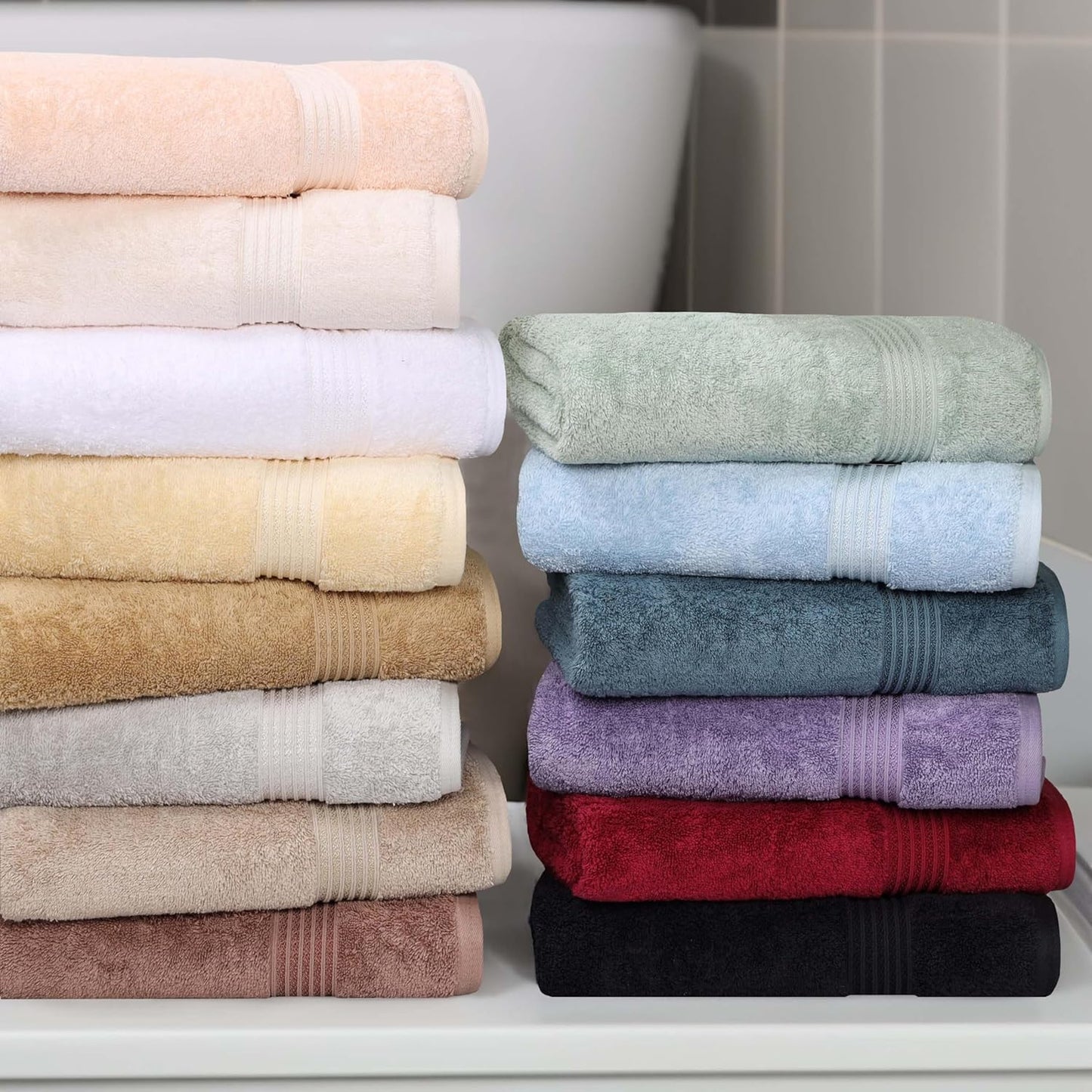 Luxury Cotton Bath Towel Set - 6-Piece Towel Set, Premium Egyptian Cotton Towels, Toast