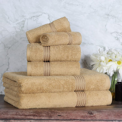 Luxury Cotton Bath Towel Set - 6-Piece Towel Set, Premium Egyptian Cotton Towels, Toast